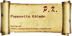 Poppovits Kálmán névjegykártya